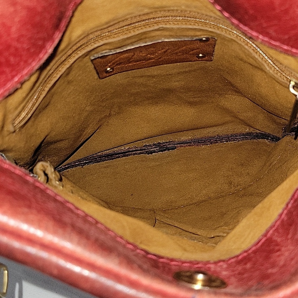 Patricia Nash Red Leather Crossbody Bag with Embossed Medallion - Red - Picture 11 of 14